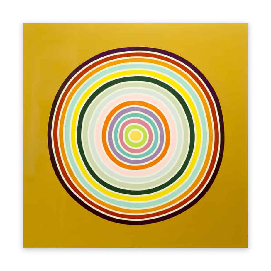Ron Agam, "Galactic Gold Rainbow", 2016, acrylic on wood, 48 x 48 in